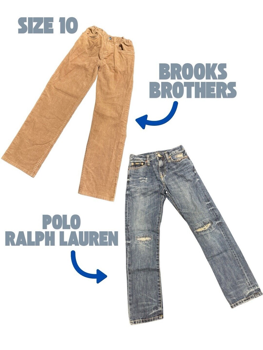 Boys Size 10 Brooks Brothers Tan Corduroy Pants + Polo Ralph Lauren Jeans